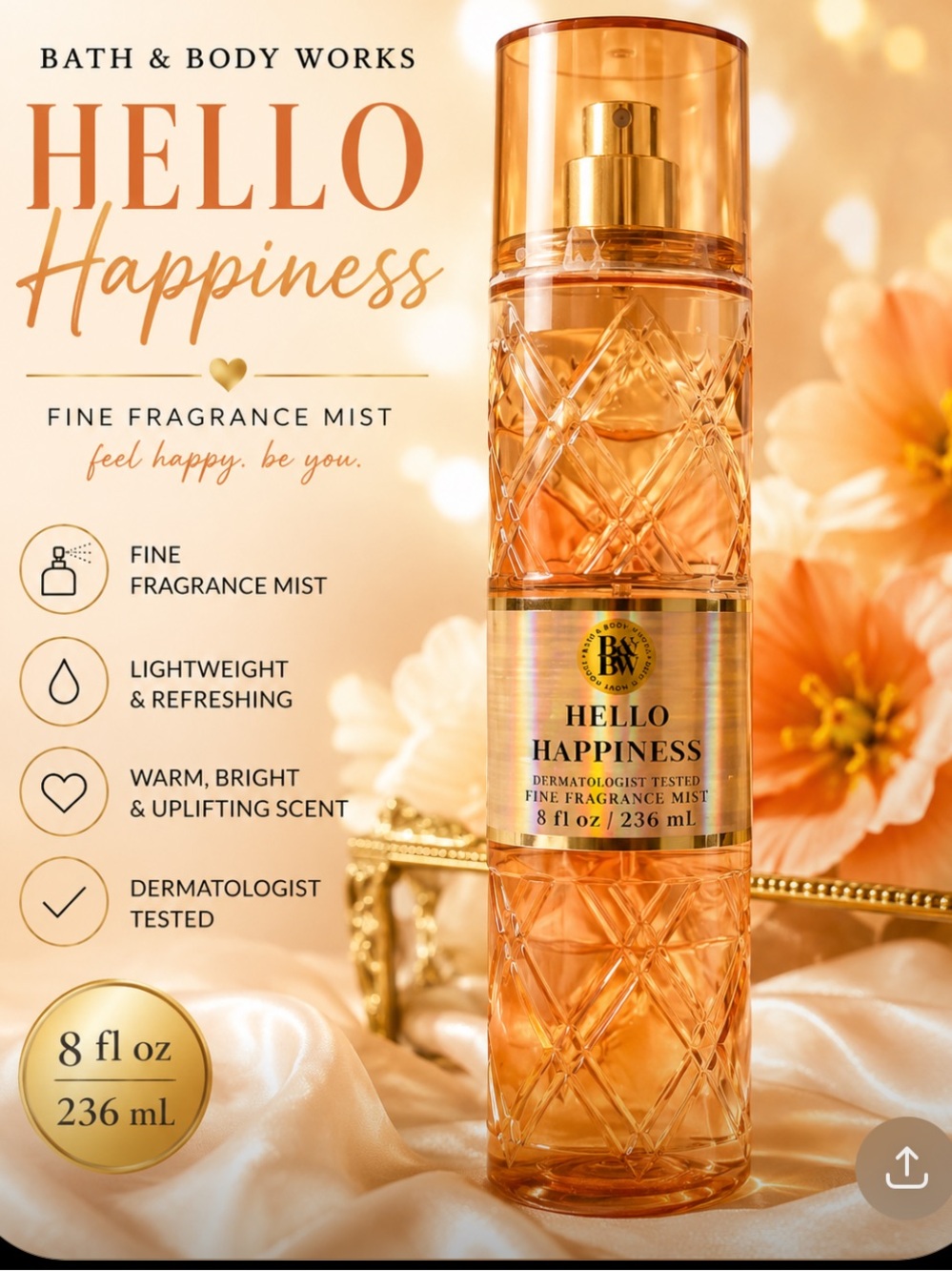 Bath & Body Works Hello Happiness Fine Fragrance Mist - Peachy Orange